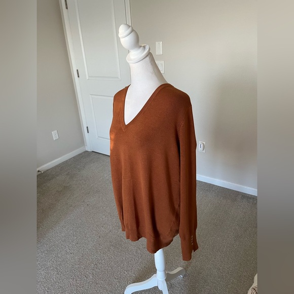 NWT Skies Are Blue Brown VNeck Sweater Size 1X - Picture 3 of 9